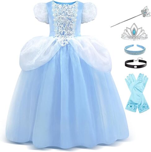 زي الأميرة للفتيات الصغيرات من زالونجي، زي الأميرات الفاخر لحفلات الهالوين وعيد الميلاد 3-11T in Kuwait