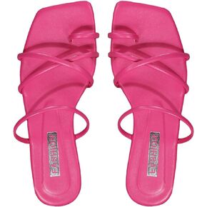 GORGLITTER Women's Flip Flops Strappy Flat Sandals Thong Slide Sandals | Cute Square Toe Sandals for Summer Beach Vacation, Dressy Comfortable Going Out Shoes, Size 11 12 in Saudi Arabia