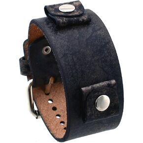 نيمسيس سوار معصم عريض من الجلد بنمط فني بلون بني داكن #NF-BB in Kuwait