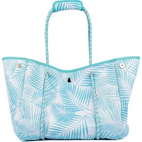 Nova Blue Neoprene Tote Bag - Blue Beach Bag Tote With Palm Leaf Design Beach Tote Bag - Pool Bag Cute Beach Bag Travel Bag Beach Essentials in Saudi Arabia