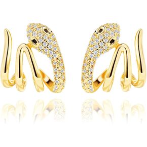 أقراط زاحفة للنساء، مجموعة أقراط متسلق أوراق الشجر المطلية بالذهب الأبيض عيار 18 قيراط. مجموعة أقراط مرصعة بأحجار الزركونيا المكعبة من أم اللؤلؤ لهدايا عيد الميلاد وأعياد الميلاد للنساء والفتيات in Kuwait