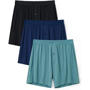 COLORFULLEAF Men's Boxer Shorts Bamboo Boxers for Men Classic Relaxed Fit Soft Stretch Knit Underwear Multipack