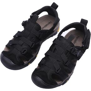 Harssidanzar Hiking Genuine Leather Sandals,Men Wide Adjustable Arch Support Closed Toe Water Shoes For Summer Walking Trail River Fishing Outdoor Sports KM222US