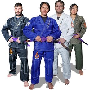 Fire Team Fit BJJ Gi، Jiu Jitsu Gi، كيمونو للرجال والنساء، منكمش مسبقًا، Jiu Jitsu Gi البرازيلي مع حزام أبيض مجاني in Kuwait