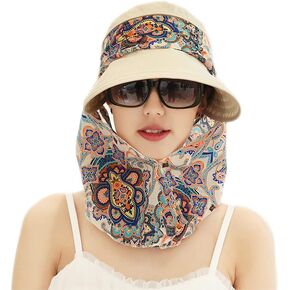 Women's Multifunctional UV Sun Protection Waterproof Breathable Face Neck Flip Folding Sun Hat in Kuwait