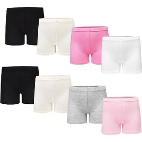 ZERULETS Girls Underwear Shorts Dress Bike Shorts 8 Pack 2-10 Years Safety Black White Pink Girls Summer Skirts Shorts