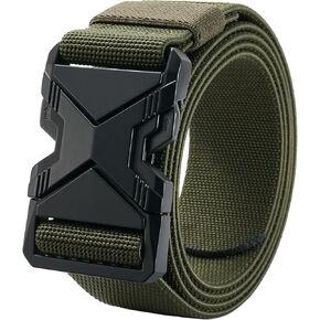 LionVII Heavy Duty Quick Release Belt, Elastic Stretch 1.5" Web Work Belts with Alloy Buckle for Waist Size Below 48"