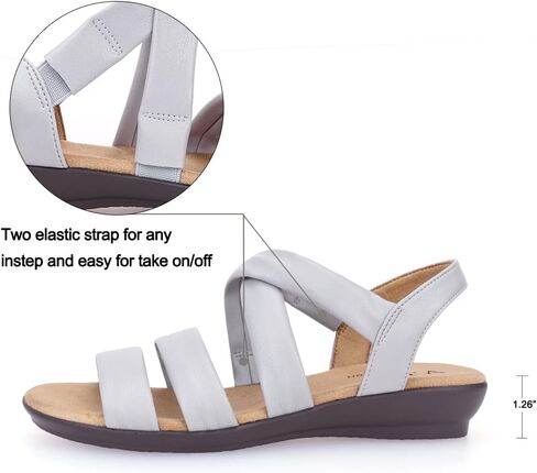 VJH confort Women’s Flat Sandals, Soft Straps Slip-on Open Toe Light Weight Elastic Slingback Comfort Casual Walking Sandals in Saudi Arabia
