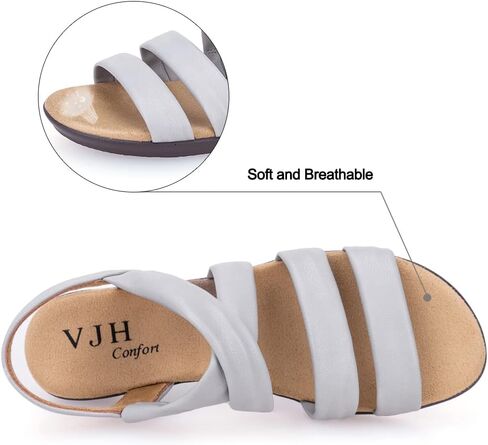 VJH confort Women’s Flat Sandals, Soft Straps Slip-on Open Toe Light Weight Elastic Slingback Comfort Casual Walking Sandals in Saudi Arabia
