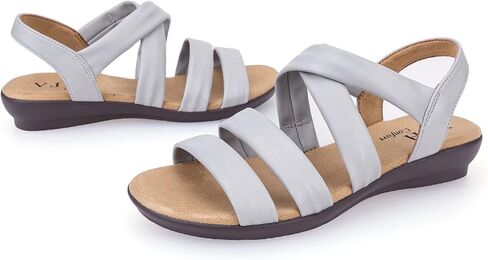VJH confort Women’s Flat Sandals, Soft Straps Slip-on Open Toe Light Weight Elastic Slingback Comfort Casual Walking Sandals in Saudi Arabia