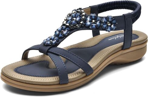 Littleplum Sandals Women Flat Dressy Sandal Summer Comfortable Slip-on Casual Beach Shoes Dress Bohemian Ankle Elastic Flats Sandals in Kuwait