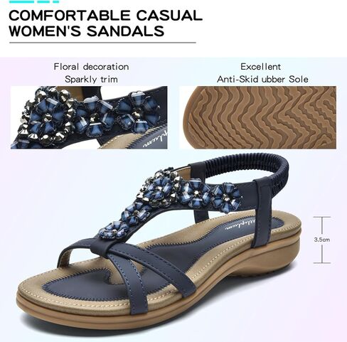 Littleplum Sandals Women Flat Dressy Sandal Summer Comfortable Slip-on Casual Beach Shoes Dress Bohemian Ankle Elastic Flats Sandals in Kuwait