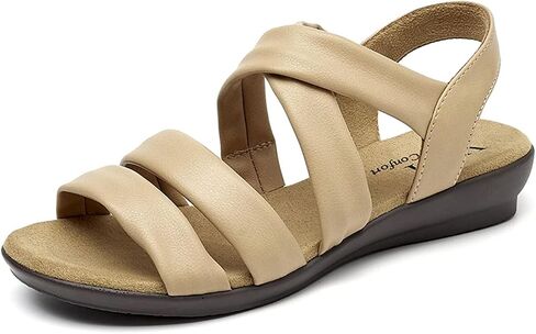 VJH confort Women’s Flat Sandals, Soft Straps Slip-on Open Toe Light Weight Elastic Slingback Comfort Casual Walking Sandals in Kuwait