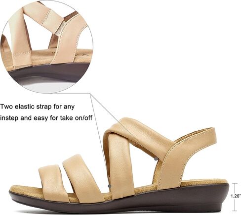 VJH confort Women’s Flat Sandals, Soft Straps Slip-on Open Toe Light Weight Elastic Slingback Comfort Casual Walking Sandals in Kuwait