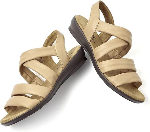 VJH confort Women’s Flat Sandals, Soft Straps Slip-on Open Toe Light Weight Elastic Slingback Comfort Casual Walking Sandals in Kuwait