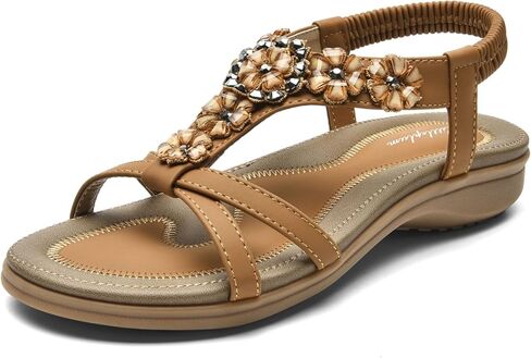 Littleplum Sandals Women Flat Dressy Sandal Summer Comfortable Slip-on Casual Beach Shoes Dress Bohemian Ankle Elastic Flats Sandals in Kuwait