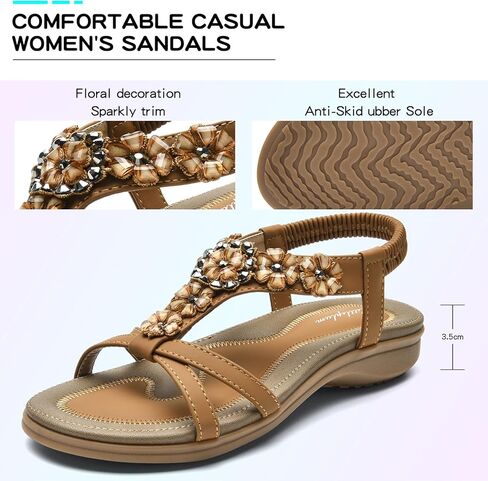 Littleplum Sandals Women Flat Dressy Sandal Summer Comfortable Slip-on Casual Beach Shoes Dress Bohemian Ankle Elastic Flats Sandals in Kuwait