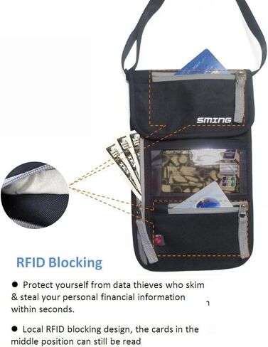 حقيبة سفر برقبة للسفر من SANTREST مع قفل RFID - محفظة رقبة مدمجة (2 حزمة) مع أكمام RFID إضافية مجانية in Kuwait