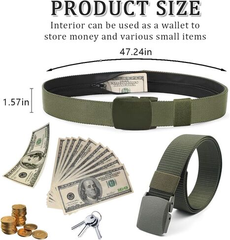 Money Belt For Travel For Men, Security Money Belt With Hidden Money Pocket, Nylon Military Tactical (Green) in Kuwait