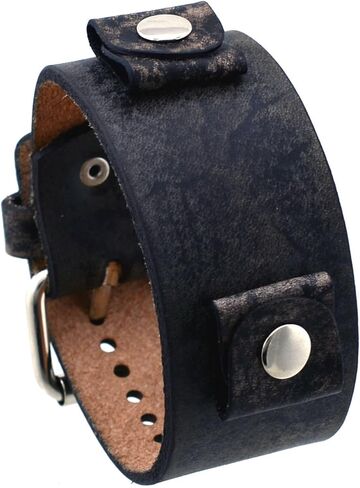 نيمسيس سوار معصم عريض من الجلد بنمط فني بلون بني داكن #NF-BB in Kuwait