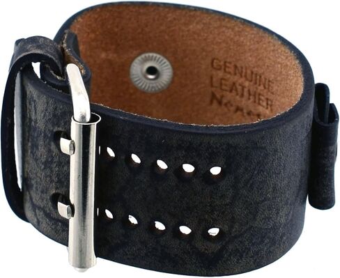 نيمسيس سوار معصم عريض من الجلد بنمط فني بلون بني داكن #NF-BB in Kuwait