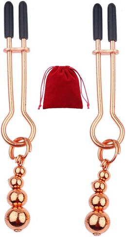 Adjustable Stainless Steel Nipple Clips Non Piercing Nipple Clamps Gourd Bell Pendant Nipple Jewelry (Black) in Saudi Arabia