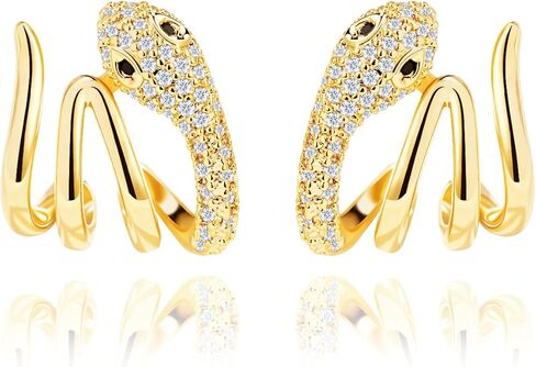 أقراط زاحفة للنساء، مجموعة أقراط متسلق أوراق الشجر المطلية بالذهب الأبيض عيار 18 قيراط. مجموعة أقراط مرصعة بأحجار الزركونيا المكعبة من أم اللؤلؤ لهدايا عيد الميلاد وأعياد الميلاد للنساء والفتيات in Kuwait