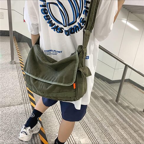 Vintage Canvas Messenger Bag for Men Women Crossbody Bag Satchel Shoulder Bag Harajuku Streetwear in Saudi Arabia