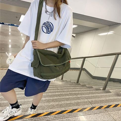 Vintage Canvas Messenger Bag for Men Women Crossbody Bag Satchel Shoulder Bag Harajuku Streetwear in Saudi Arabia