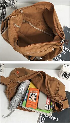 Vintage Canvas Messenger Bag for Men Women Crossbody Bag Satchel Shoulder Bag Harajuku Streetwear in Saudi Arabia