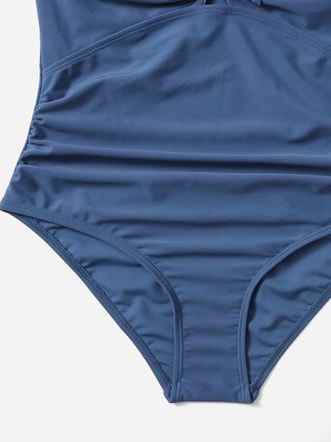 Milumia Girl's One Piece Knot Bathing Suit Solid Criss Cross Spaghetti Strap Swimsuit in Kuwait