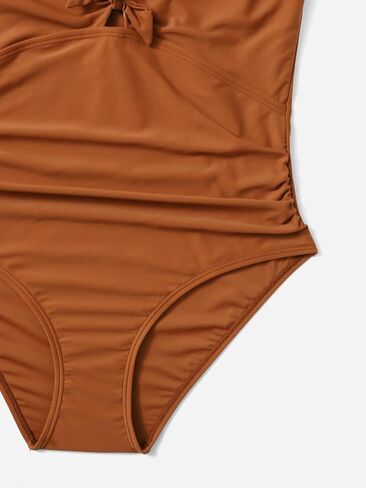 Milumia Girl's One Piece Knot Bathing Suit Solid Criss Cross Spaghetti Strap Swimsuit in Kuwait