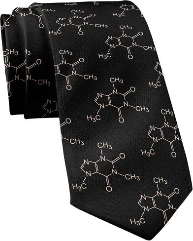 Crazy Dog T-Shirts Caffeine Molecules Necktie Funny Coffee Lover Science Nerdy Teacher Graphic Tie in Saudi Arabia