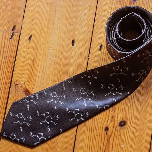 Crazy Dog T-Shirts Caffeine Molecules Necktie Funny Coffee Lover Science Nerdy Teacher Graphic Tie in Saudi Arabia