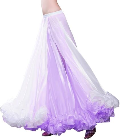 Women's Skirt Belly Dance Costume for Women Dancing Dress Ruffle Yarn Skirt 2 Layer High Split Sexy Party Bellydance Skirts in Saudi Arabia