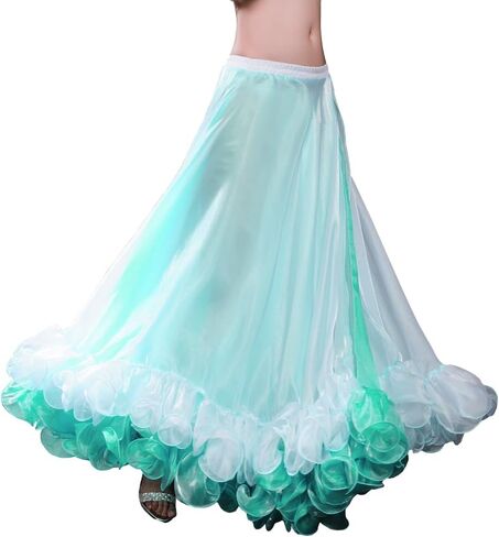 Women's Skirt Belly Dance Costume for Women Dancing Dress Ruffle Yarn Skirt 2 Layer High Split Sexy Party Bellydance Skirts in Saudi Arabia