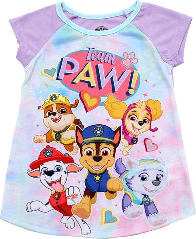Paw Patrol Skye Rubble Chase Everest Marshal Short Sleeve Nightgown Dorm Shirt Pajamas for Girls with PJ Slippers Purple, 2T in Saudi Arabia