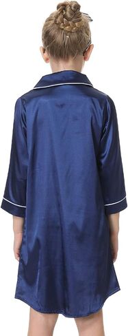 CattyGirl Children's Nightgown Polyester Silk Satin Sleepwear Girls Long Sleeve Nightdress Pajamas in Saudi Arabia