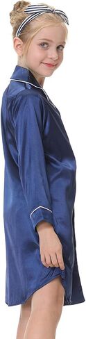 CattyGirl Children's Nightgown Polyester Silk Satin Sleepwear Girls Long Sleeve Nightdress Pajamas in Saudi Arabia