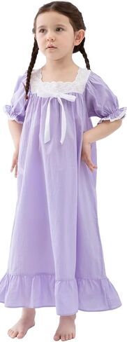 610 YOU قمصان نوم للفتيات، فساتين بيجامة قطنية للأميرات، ملابس نوم كلاسيكية ناعمة (للأطفال الصغار، الأطفال) in Kuwait