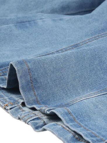 Allegra K Women's Stretchy Jean Jacket Lapel Collar One Button Long Sleeve Work Casual Light Weight Denim Jackets in Kuwait