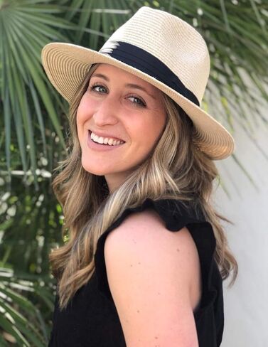 قبعات Maylisacc النسائية الماصة بنما، قبعات شمس واسعة الحافة الشاطئ الصيف قابلة للطي السفر قبعة UPF50 in Kuwait