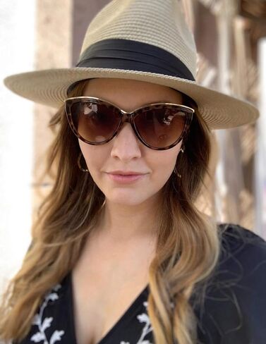 قبعات Maylisacc النسائية الماصة بنما، قبعات شمس واسعة الحافة الشاطئ الصيف قابلة للطي السفر قبعة UPF50 in Kuwait