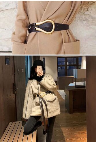 Block Garden Women PU Leather Waist Belt Double Strap Tie Wrap Cinch Belt in Kuwait