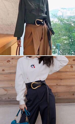 Block Garden Women PU Leather Waist Belt Double Strap Tie Wrap Cinch Belt in Kuwait