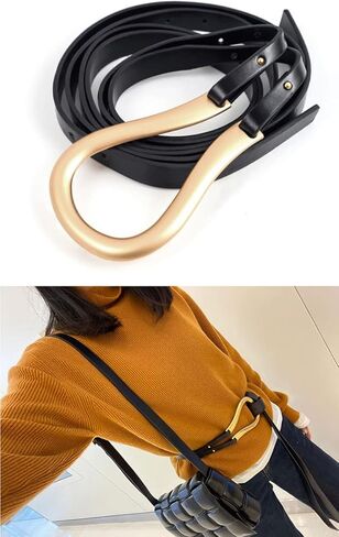 Block Garden Women PU Leather Waist Belt Double Strap Tie Wrap Cinch Belt in Kuwait