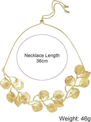 HZV Bohemian Glitter Leaf Collar Necklace gold leaf necklace for women Girls Chunky Statement Chunky Gold Leaf life Collar necklace in Saudi Arabia