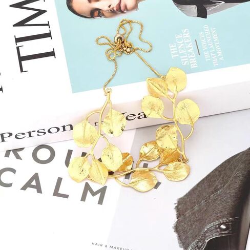 HZV Bohemian Glitter Leaf Collar Necklace gold leaf necklace for women Girls Chunky Statement Chunky Gold Leaf life Collar necklace in Saudi Arabia