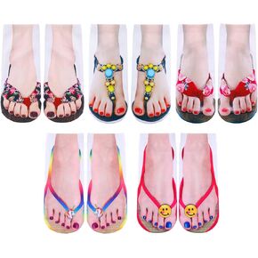 10 Pairs 3D Pattern Socks Women Print Socks Manicure Print Flip Flop Socks Casual Personalized Socks for Halloween Christmas