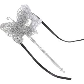 COHEALI Mardi Gras Masks Glitter Butterfly Masks Masquerade Mask with Holding Stick Prom Ball Mask Cosplay Party Mask Venetian Cosplay Costume Prop for Women Men Golden